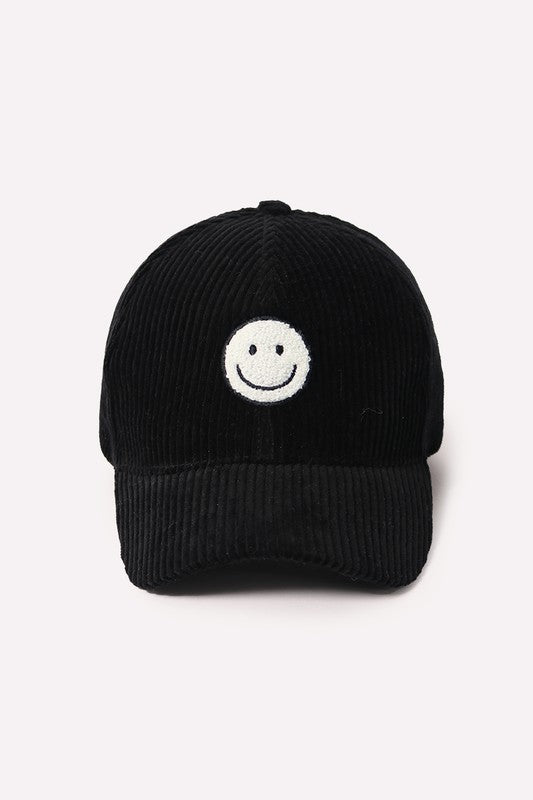 Black smiley face hat