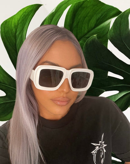 White Retro Square Sunnies