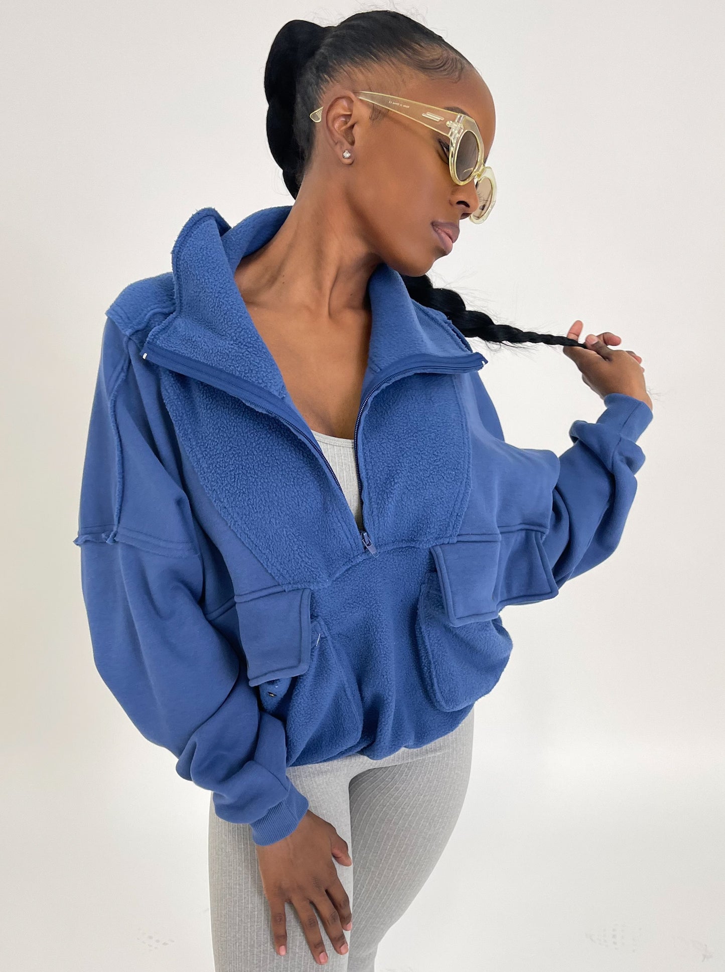 blue pullover sweater