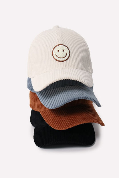 Black smiley face hat